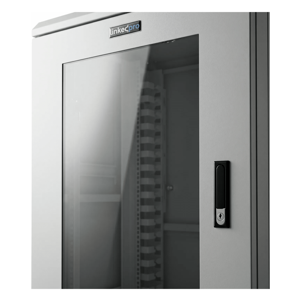 Gabinete Rack 19 Pulgadas / 18 Unidades / Piso / Puerta de Cristal / Acero Calibres 16-18-20 / Capacidad 750 kg (1653.5 lb) / Dimensiones 60 cm (23.6