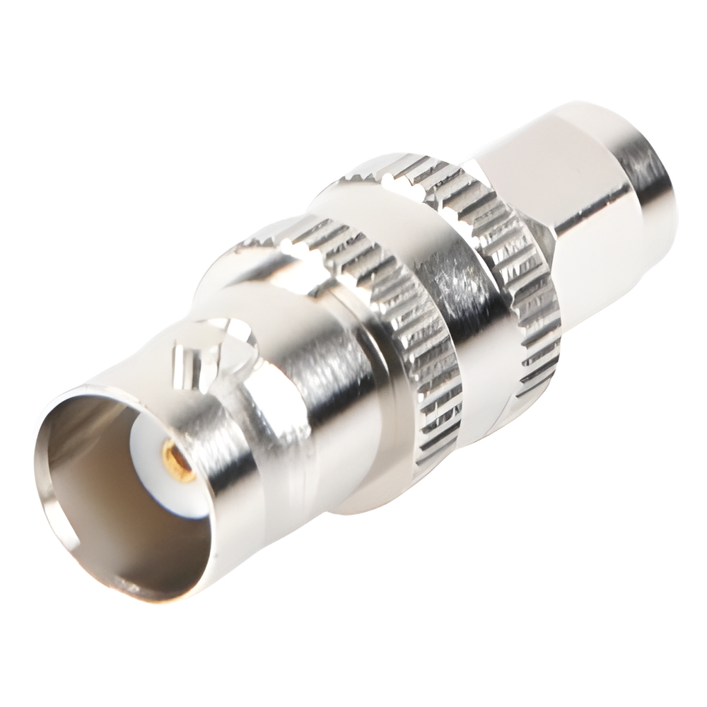 Adaptador en Línea de Conector SMA Macho a BNC Hembra, Níquel/ Oro/ Teflón