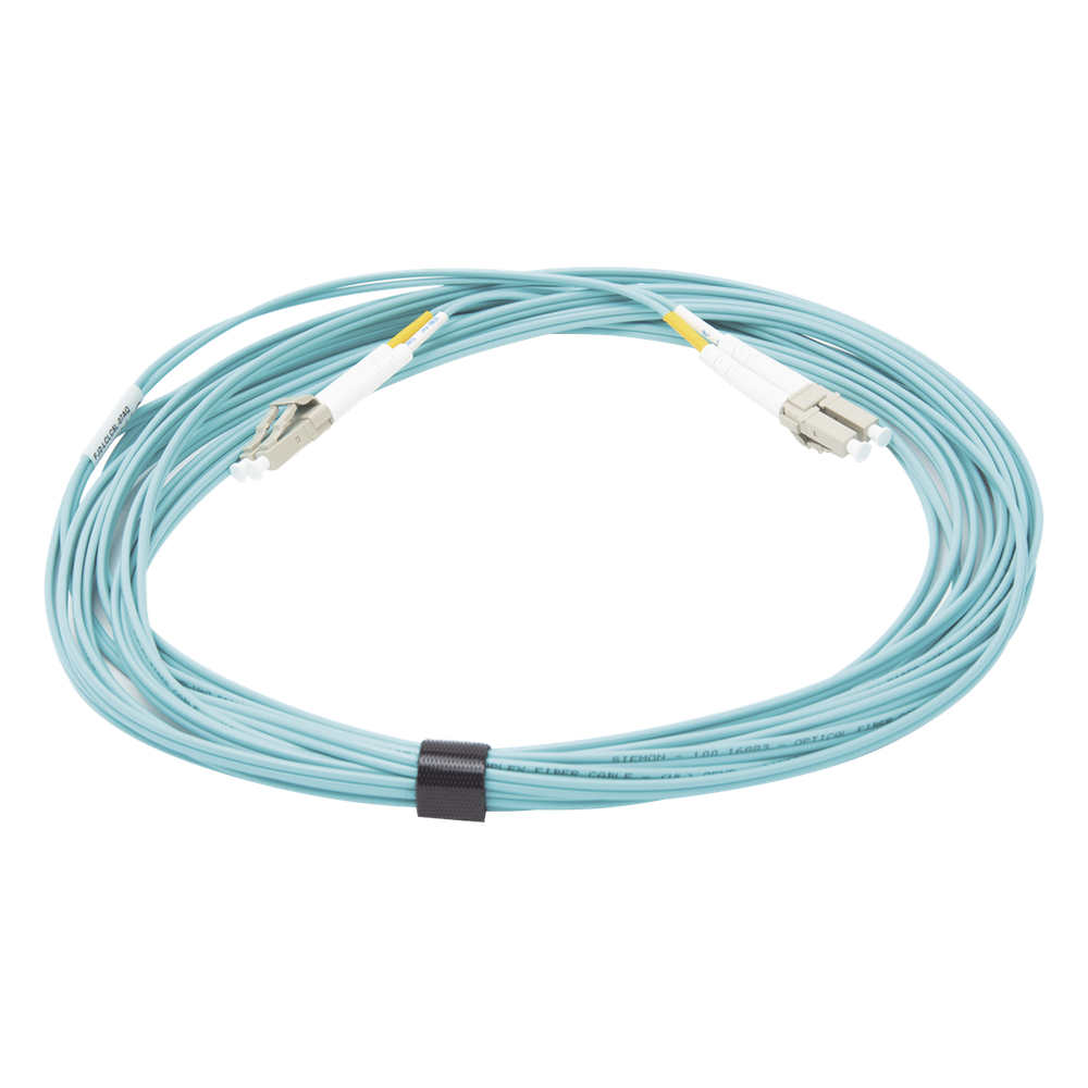 Jumper de Fibra Óptica Multimodo 50/125 XGLO OM3, LC-LC Duplex, OFNR, Color Aqua, 7 Metros (22.97 Pies)