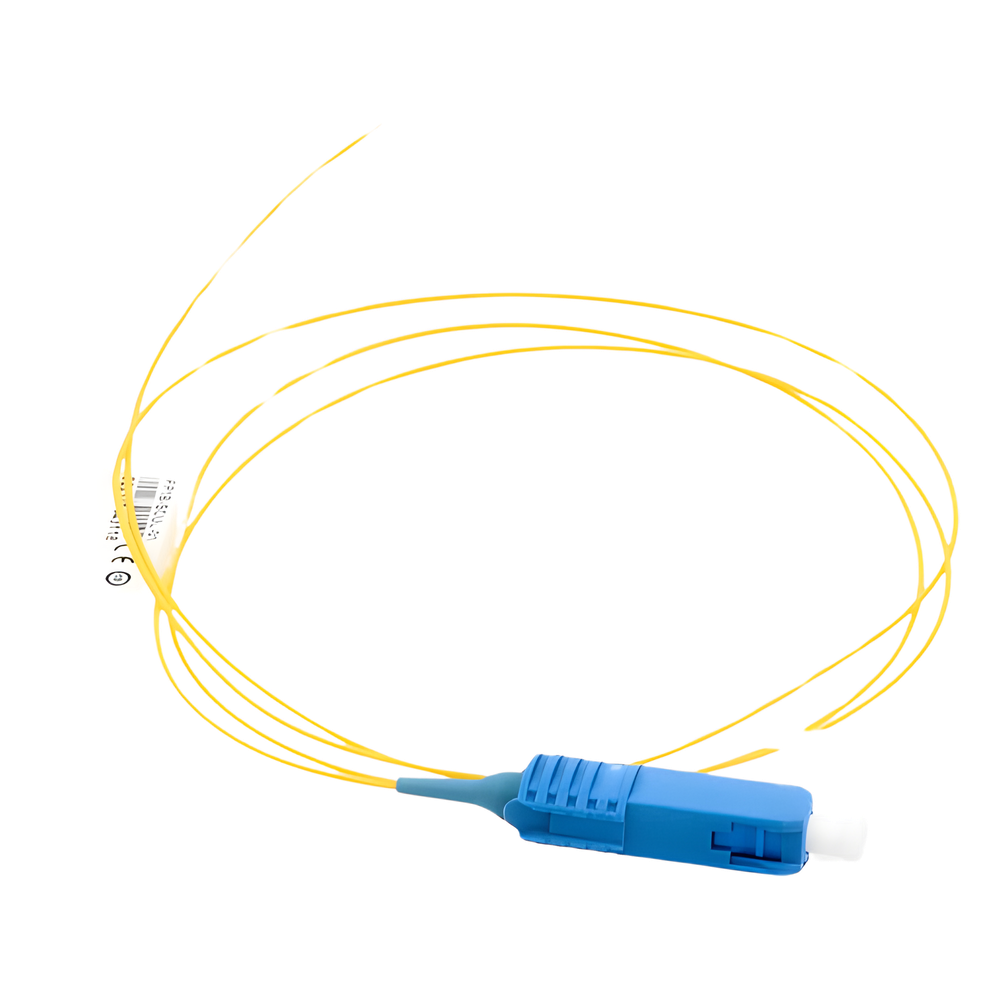 Pigtail de Fibra Óptica SC/UPC Simplex, Monomodo OS1/OS2 XGLO, OFNR, Color Amarillo, 1 Metro (3.28 Pies)