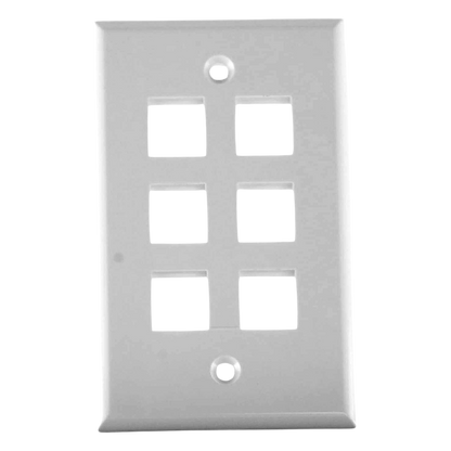 Placa de Pared de 6 Puertos, Keystone, Color Blanco