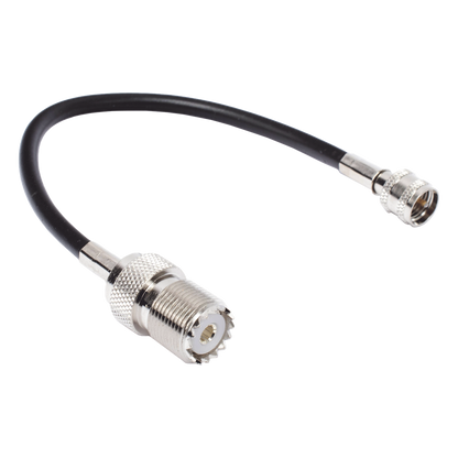 Jumper Adaptador de Conector Mini UHF Macho a UHF Hembra (SO-239), Níquel/ Oro y Plata/ Delrin