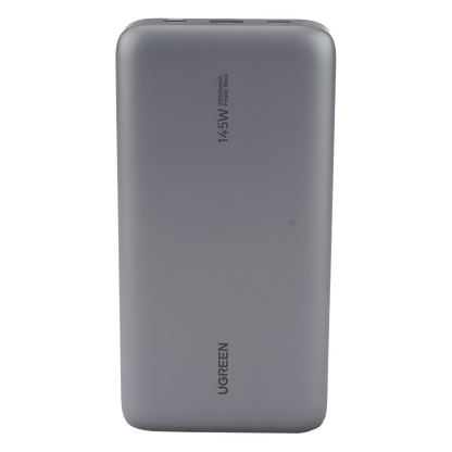 Power Bank de 25000mAh | 3 Salidas 145W Max. | USB-A + 2 USB-C | PD 3.0, QC3.0 | FCP | SCP | Pantalla Inteligente | Carcasa Ignifuga | Color Gris |