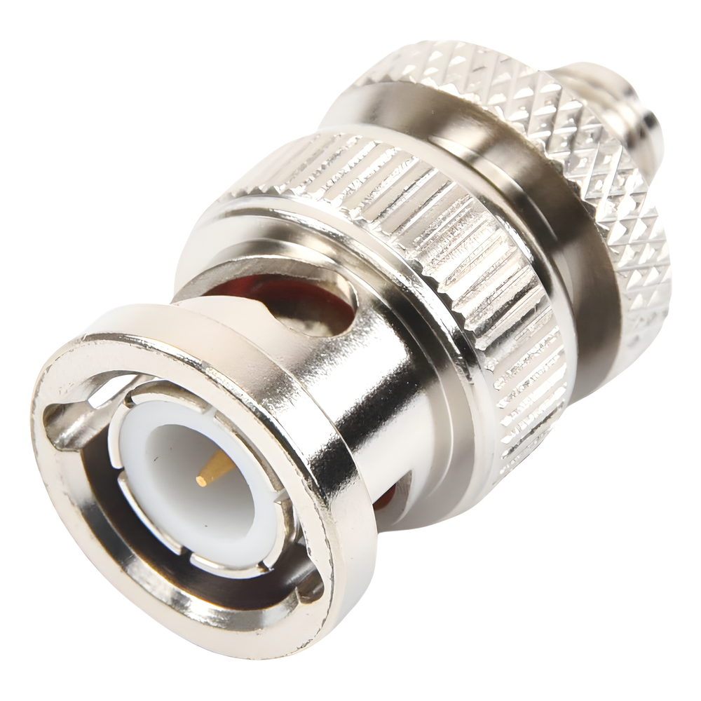 Adaptador en Línea de Conector SMA Hembra a BNC Macho, Níquel/ Oro/ Teflón