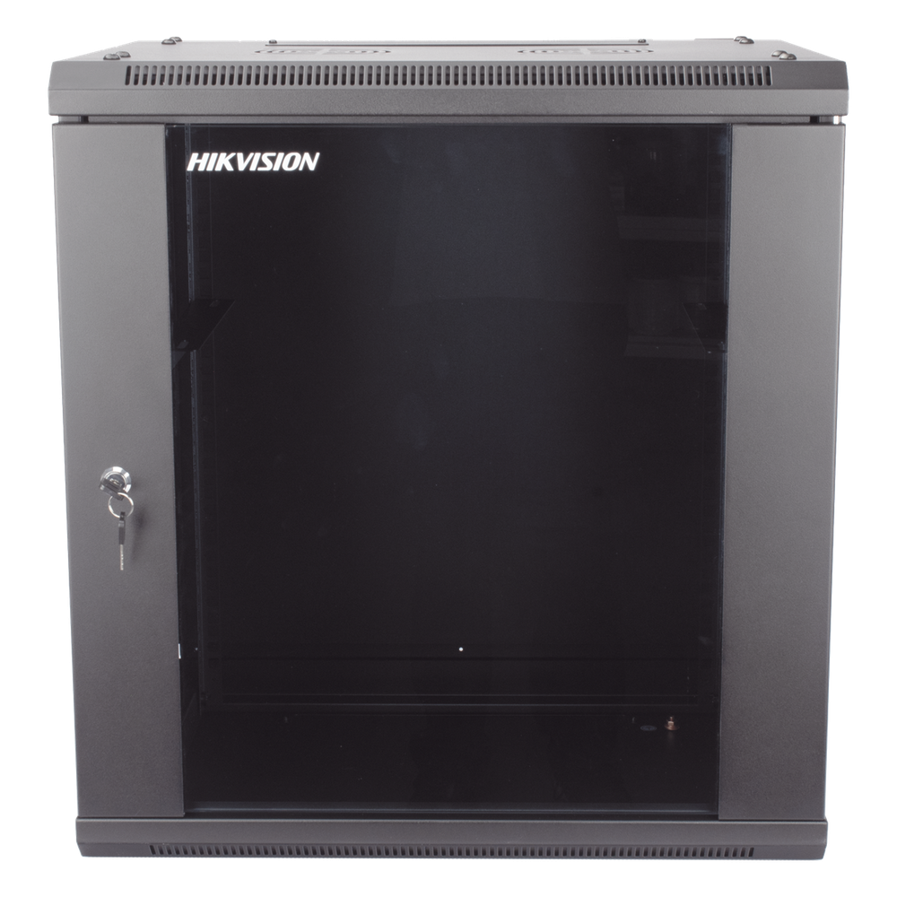 Gabinete para Montaje en Pared - Piso / Puerta de Cristal Templado / Cuerpo Fijo / 12 Unidades de Rack / 19" / Fabricado en Acero