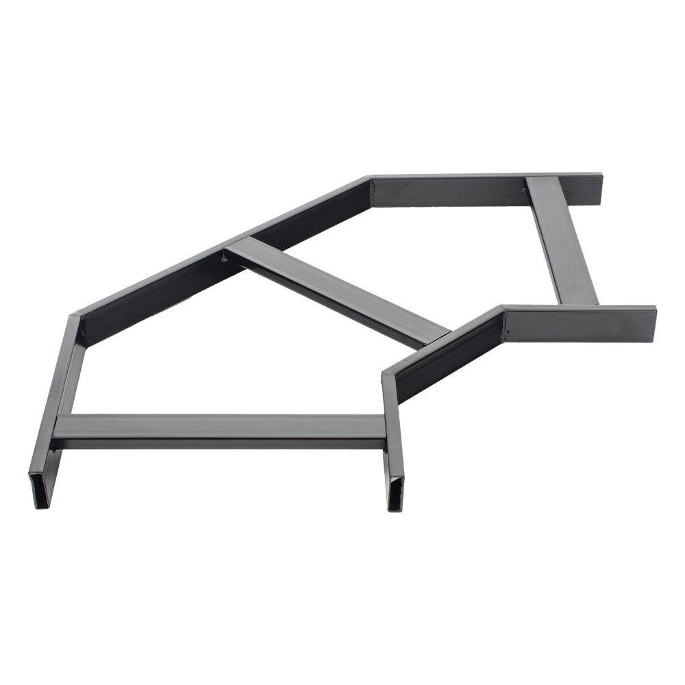 Curva Horizontal de 90° para Escalera Tubular de 1.5" de Peralte y 12" de Ancho, Acabado con Pintura Epóxica Color Negro, Incluye Coples y Tornillería