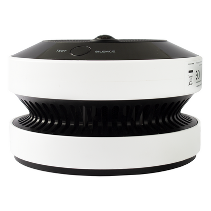 (HikFire) Mini Fisheye IP 4 Megapixel con Detector de Humo Puntual / Autónomo / Entrada y Salida de Alarma / 15 mts IR / PoE / WDR 120 dB / Alarma de