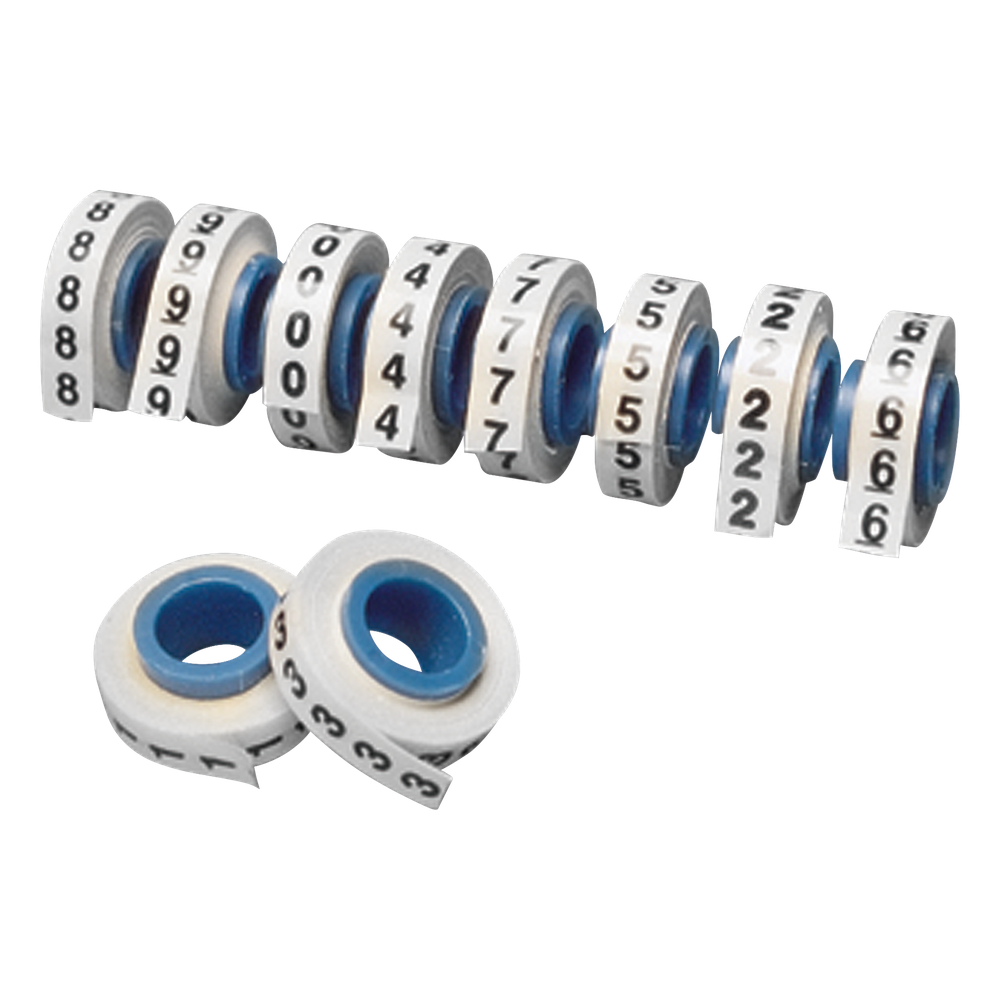 10 Rollos de Etiquetas Marcadoras, Pre-Impresos con los Números 0-9, de 2.4 Metros (7.87 Pies), Color Blanco