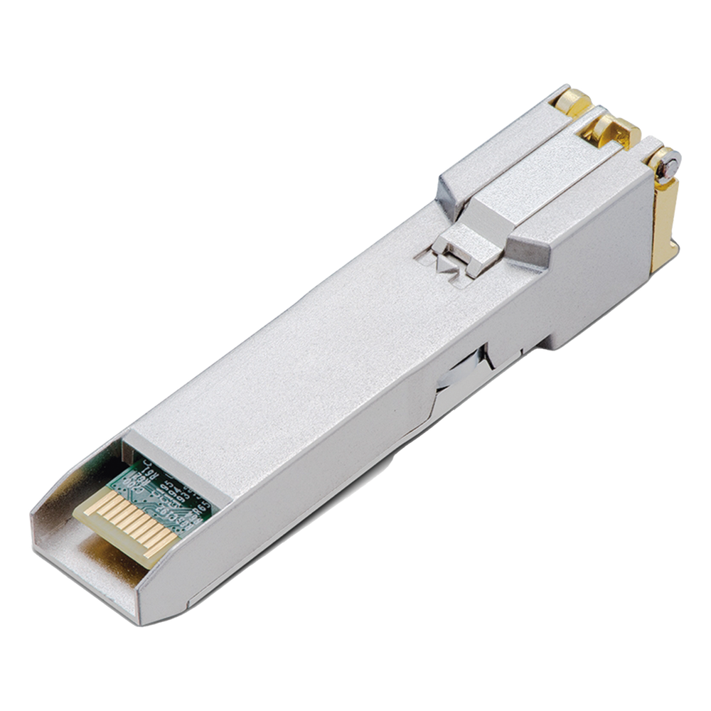 Transceptor mini-GBIC SFP+ RJ45 / Admite 10GBASE-T, 5GBASE-T, 2.5GBASE-T, 1000BASE-T y 100BASE-TX / Distancia Hasta 30 metros / Conector RJ45 (10G)