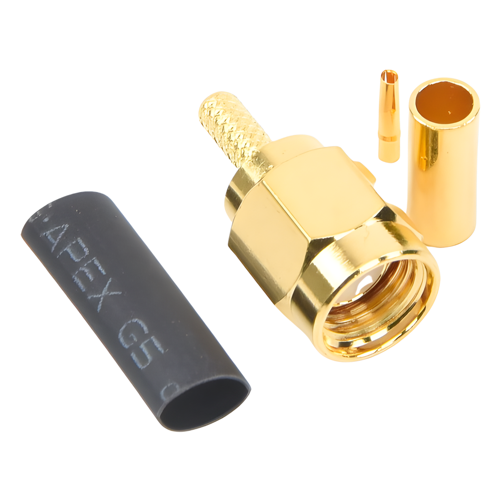 Conector SMA Macho Inverso de Anillo Plegable para Instalar en Cables RG-174/U y RG-316/U