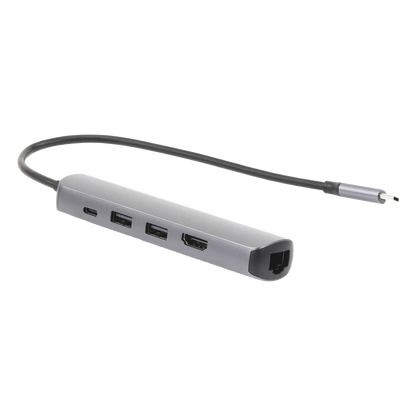HUB USB-C (Docking Station) 5 en 1 | Ultra Delgado | 2 USB-A 3.1 a (5 Gbps) | HDMI 4K@60Hz | RJ45 (Gigabit Ethernet) | USB-C PD Carga Rápida 100W |
