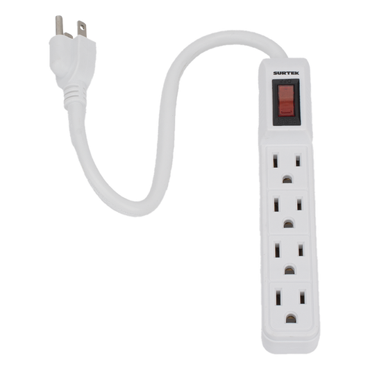Multicontacto con cable 30 cm. 4 tomas 127 Vca línea, tierra, neutro 15 A max.
