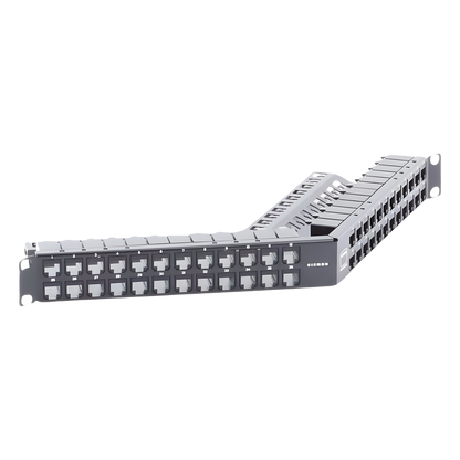 Patch Panel Z-Max de 48 Puertos, Blindado, Precargado con Jacks Categoría 6A, Angulado, 1UR