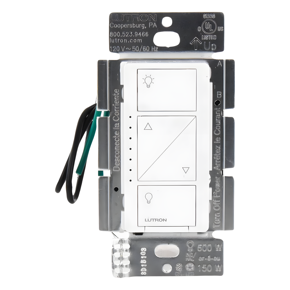 Atenuador de pared Caseta Wireless de 120 V para 150 W LED/CFL o 600 W incandescente/halógeno, sin cable neutro, compatible con controles Pico y