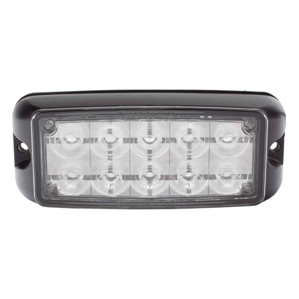 Luz de Advertencia de 10 LED, Rojo/Azul, 5x2 Pulgadas, Lente Transparente, Bisel Negro
