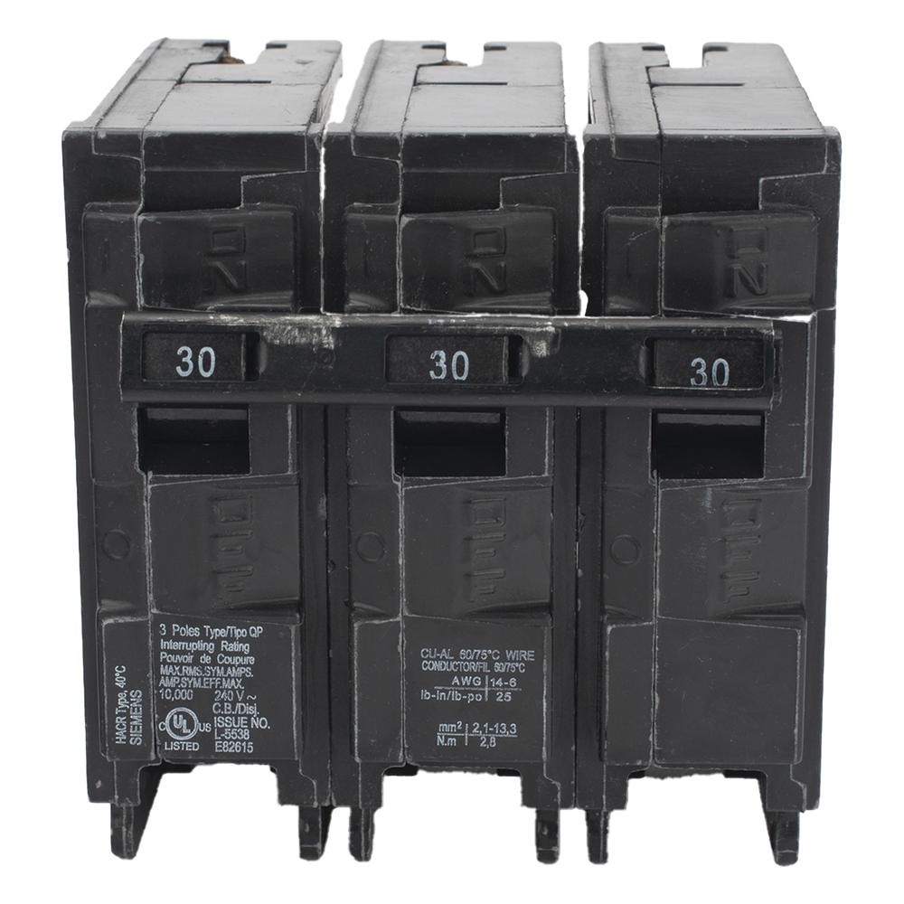 Interruptor automático enchufable tipo QP 3 polos, 30 amp