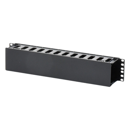 Organizador de Cables Horizontal de 2U para Rack de 19", Fabricado en Polímero Resistente a Deformaciones y Rayones