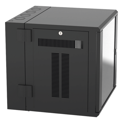 Gabinete PanZone de Montaje en Pared, de 19in, Puerta con Ventana de Seguridad, 12 UR, 635mm de Profundidad, Color Negro