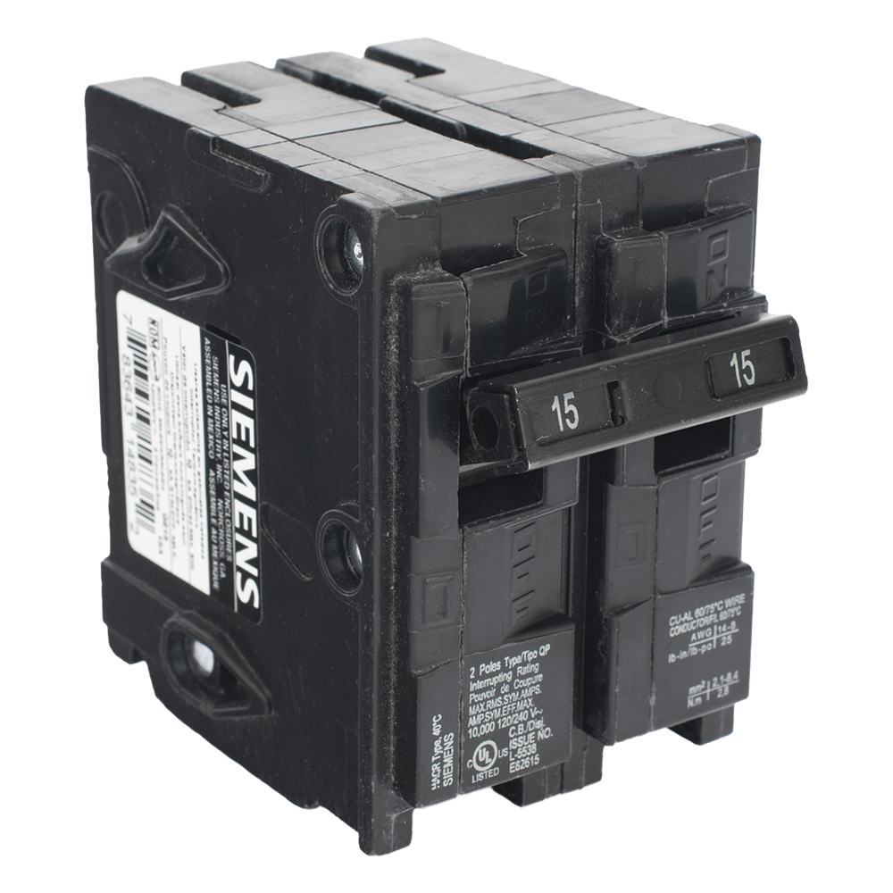 Interruptor automático enchufable tipo QP 2 polos, 15 amp