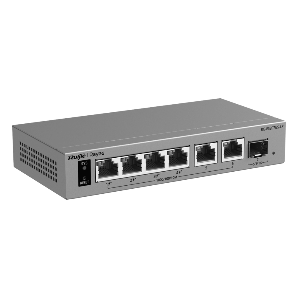 Switch Capa 2 Smart Cloud Managed / 7 Puertos Gigabit / 2 PoE++ 802.3bt + 2 PoE+ 802.3at / 1 Puerto SFP 1GE / Presupuesto PoE 120 W / Protección