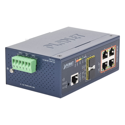 Switch Industrial Administrable Capa 2, 4 Puertos PoE 802.3af/at 10/100/1000T, 2 Puertos SFP 100/1000X