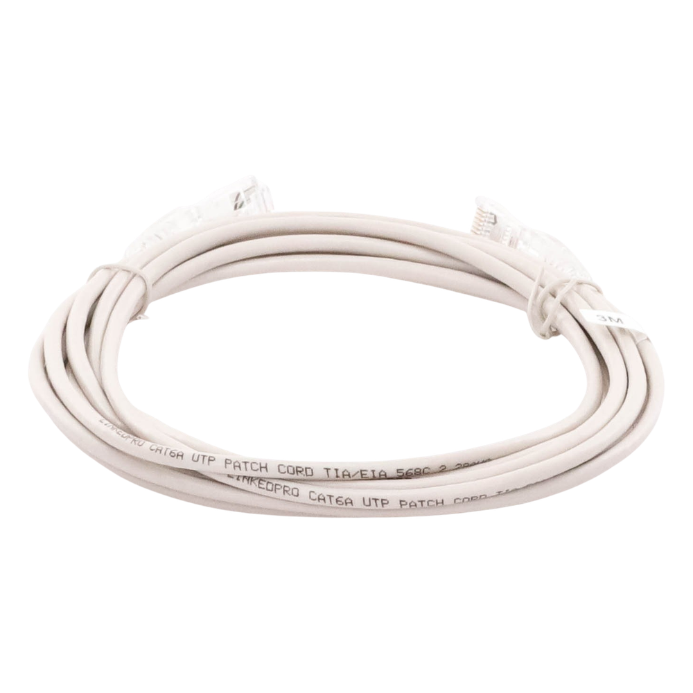 Cable de Parcheo Slim UTP Cat6A - 3 Metros (9.84 Pies) Gris, Diámetro Reducido (28 AWG)