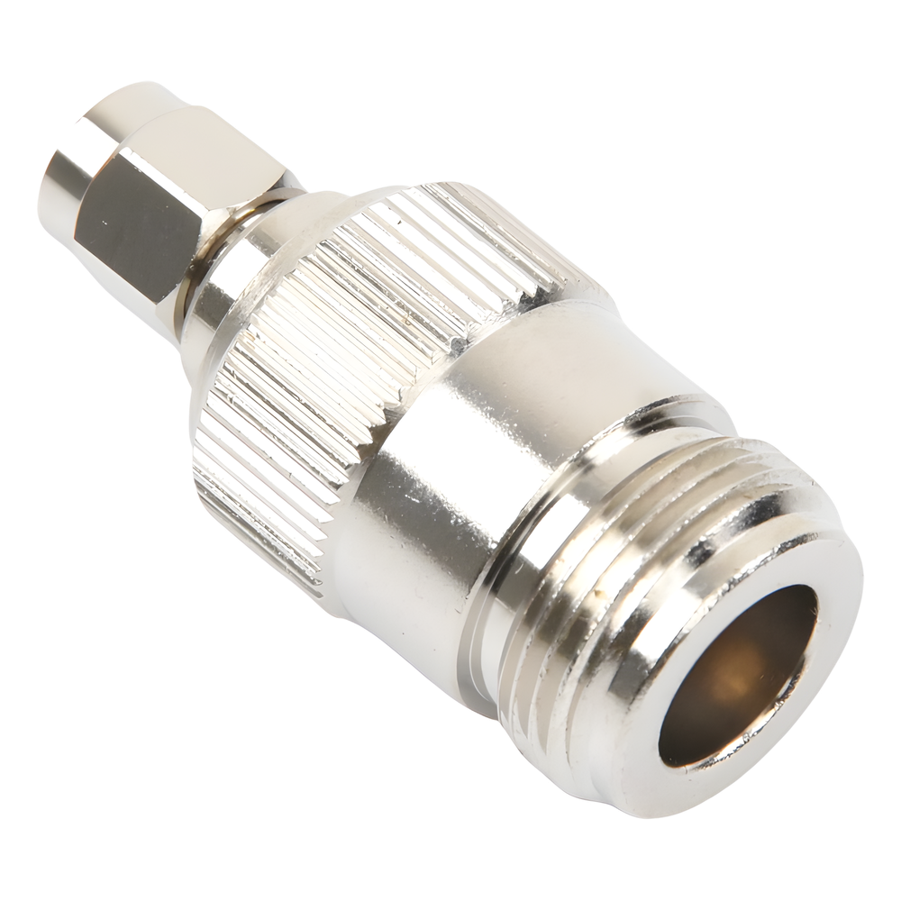 Adaptador en Línea, de Conector SMA Macho Inverso a N Hembra, Níquel/ Oro/ Teflón