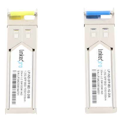 Transceptores Ópticos Industriales Bidireccionales SFP (Mini-Gbic) / Monomodo 1310 & 1550 nm / 1.25 Gbps / 1000BASE-BX / Conector LC/UPC Simplex
