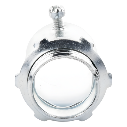 Conector 1 1/2" (38mm) pared delgada con tornillo galvanizado etiqueta verde