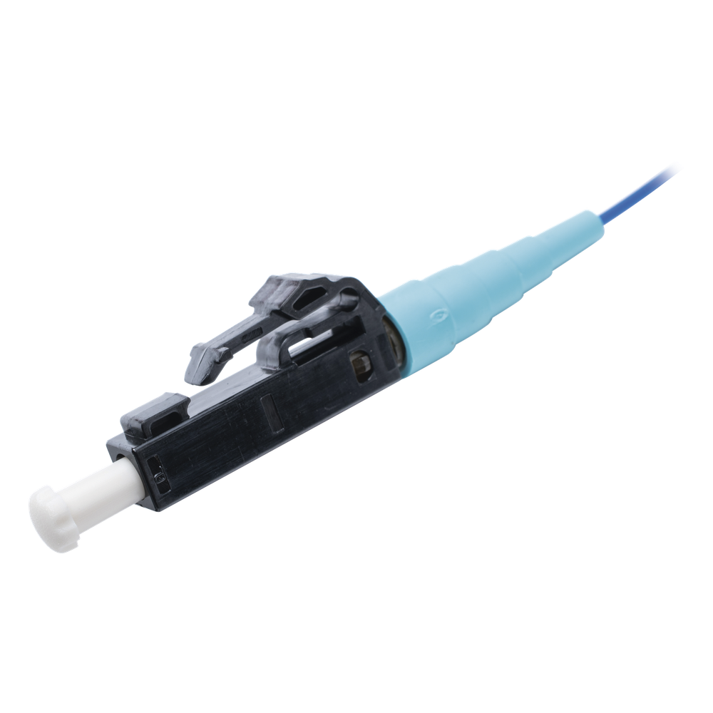 Pigtail de Fibra Óptica LC Simplex, Multimodo OM4 50/125, 900um, Color Aqua, 2 Metros (6.56 Pies)