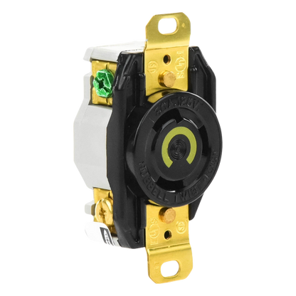 Receptáculo de Media Vuelta Industrial 30 A 125 V CA 2 Polos 3 Hilos (Nema L5-30R) Color Negro