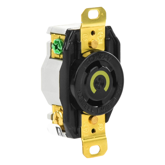 Receptáculo de Media Vuelta Industrial 30 A 125 V CA 2 Polos 3 Hilos (Nema L5-30R) Color Negro