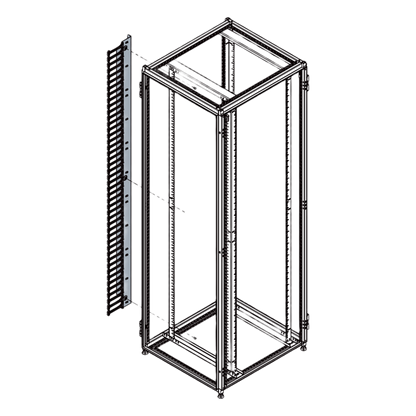 Organizador Vertical de Cables para Rack 45 UR (79 in) / Acero Negro RAL 9005 / Sección 95x208 mm (3.7x8.2 in) / Capacidad 726 Cables / Dedos cada
