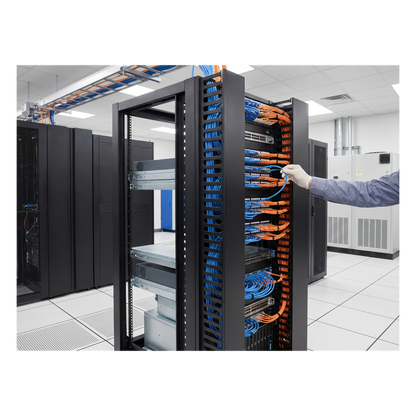 Organizador Vertical CableTek, Sencillo (Solo Frontal), Para Rack Abierto de 45 Unidades, 6 in de Ancho, Color Negro