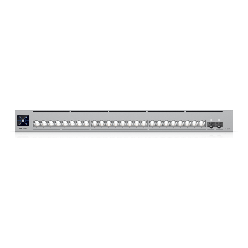 UniFi Switch USW-Pro-XG-24 / Capa 3 / 24 puertos (16 × 10 GbE, 8 × 2,5 GbE) + 2 puertos SFP28 25 G