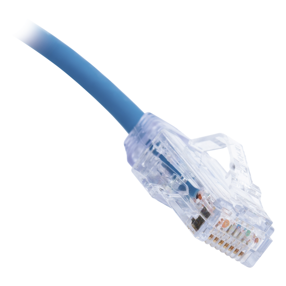 Cable de Parcheo TX6, UTP Cat6, Diámetro Reducido (28AWG), Color Azul, 0.3 Metros (1 Pie)