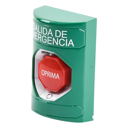 Botón de Salida de Emergencia , Texto en Español, Acción Mantenida, Girar para Restablecer, LED de iluminación