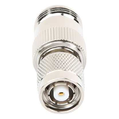 Adaptador en Línea, de Conector TNC Macho Inverso a N Hembra, Niquel/ Oro/ Teflón
