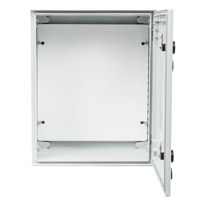 Gabinete de Poliéster IP65 Uso en Intemperie (400 x 500 x 200 mm) con Placa Trasera Interior de Plástico (Incluye Chapa y Llave).