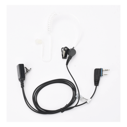 Micrófono-Audífono de Tubo Acústico Transparente / Conector 2 Pines / PTT de Solapa / Kevlar / Compatible ICOM