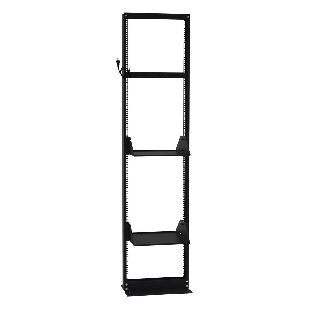 Kit de Rack Estándar 19", 45 UR con 2 Charolas y PDU (8 tomas). Ideal para UPS y Servidores tipo Torre