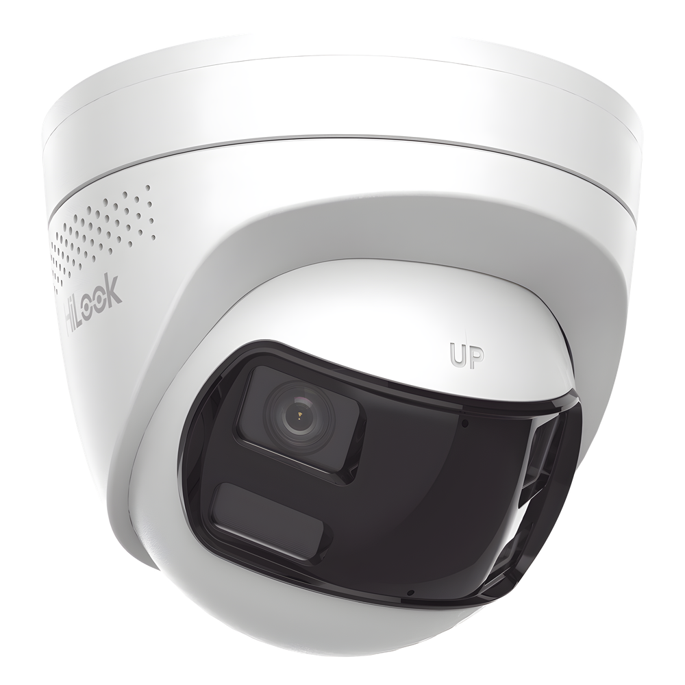 [Dual Light] Turret IP 6 Megapixel / Imagen Panorámica 180°/ PoE / Micrófono y Bocina Integrado / Exterior IP67 / Audio Bidireccional / Alarma Visual