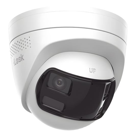 [Dual Light] Turret IP 6 Megapixel / Imagen Panorámica 180°/ PoE / Micrófono y Bocina Integrado / Exterior IP67 / Audio Bidireccional / Alarma Visual