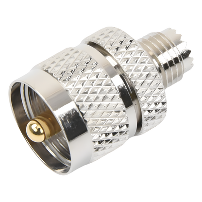 Adaptador en Línea de Conector Mini UHF Hembra a UHF Macho (PL-259), Níquel/ Oro/ Teflón