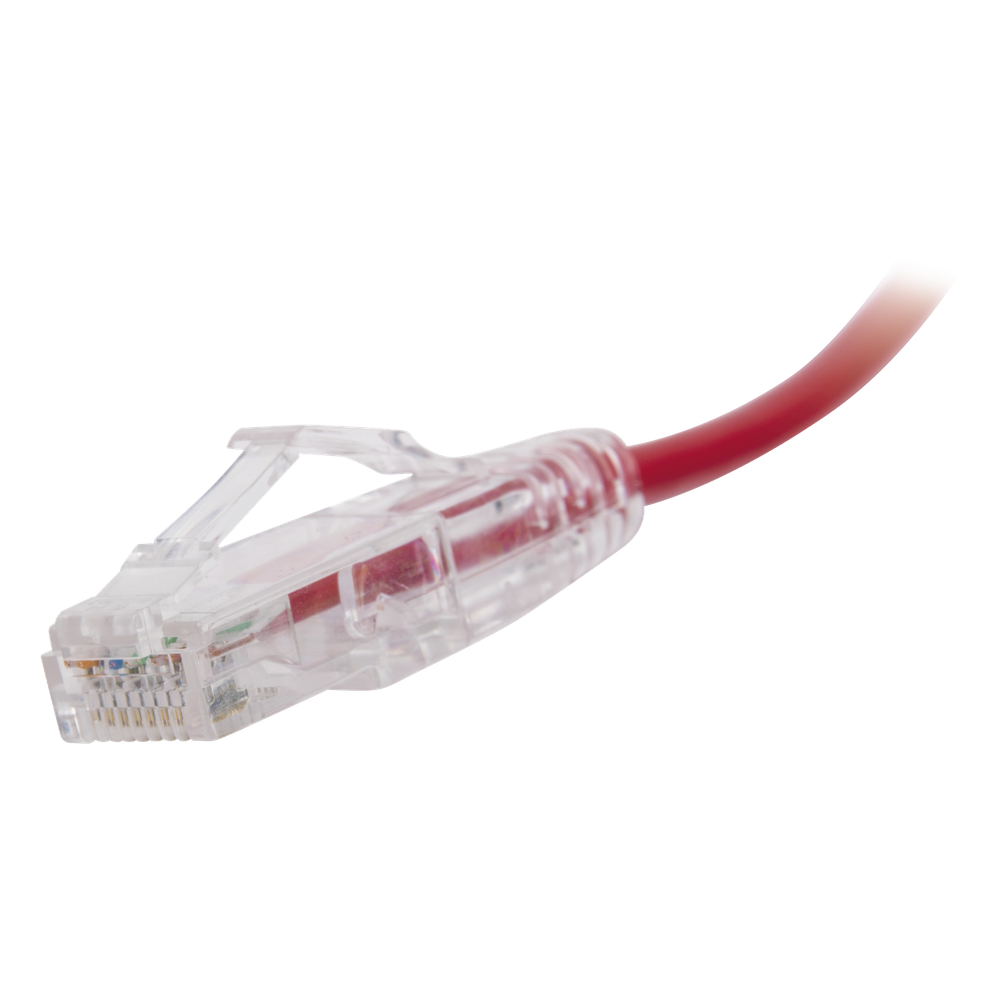 Cable de Parcheo Slim UTP Cat6 - 30 cm (11.81 Pulgadas) Rojo Diámetro Reducido (28 AWG)