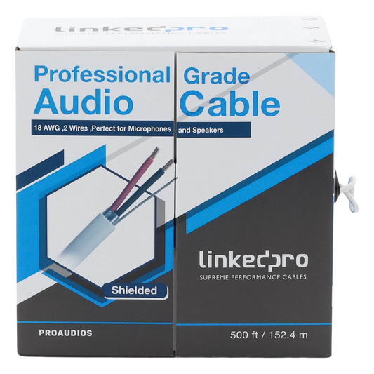 Bobina de 152 m (500 ft) / Cable para Bocina 2x18 AWG / Blindado / Blanco