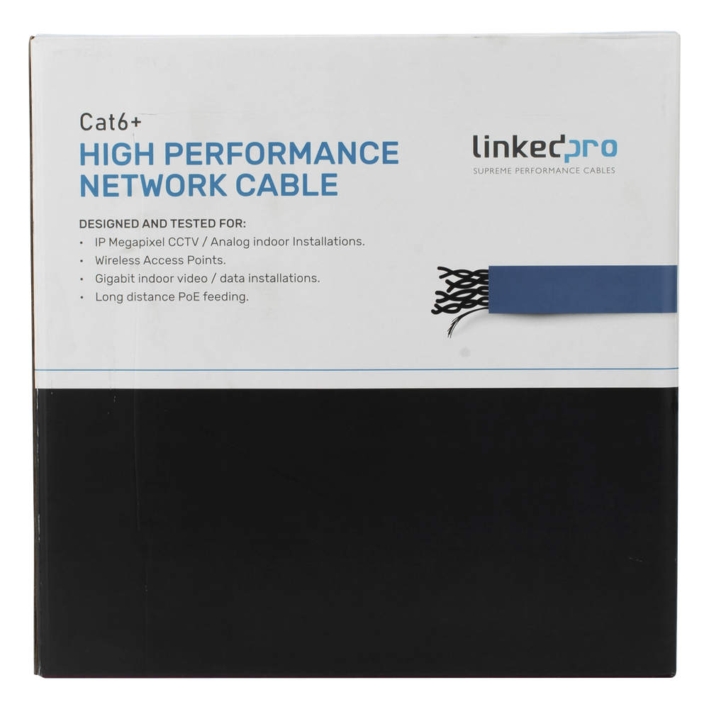 Bobina de Cable de 305 Metros (1000 Pies) Cat6+ Blindado F/UTP, CM, Calibre 23 Alto Rendimiento, ETL, UL, Color Azul, Super Flexible, para