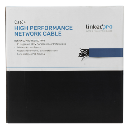 Bobina de Cable de 305 Metros (1000 Pies) Cat6+ Blindado F/UTP, CM, Calibre 23 Alto Rendimiento, ETL, UL, Color Azul, Super Flexible, para
