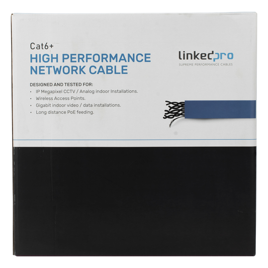 Bobina de Cable de 305 Metros (1000 Pies) Cat6+ Blindado F/UTP, CM, Calibre 23 Alto Rendimiento, ETL, UL, Color Azul, Super Flexible, para
