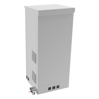 Gabinete de Piso para Exterior con Ventiladores y Termostato con Rack de 19" de 16 U + Espacio para Baterías, Se envía el Gabinete Armado.